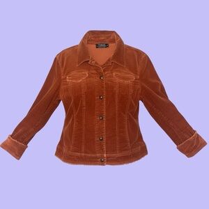 Tribal Velvet Rust Brown Denim Jacket